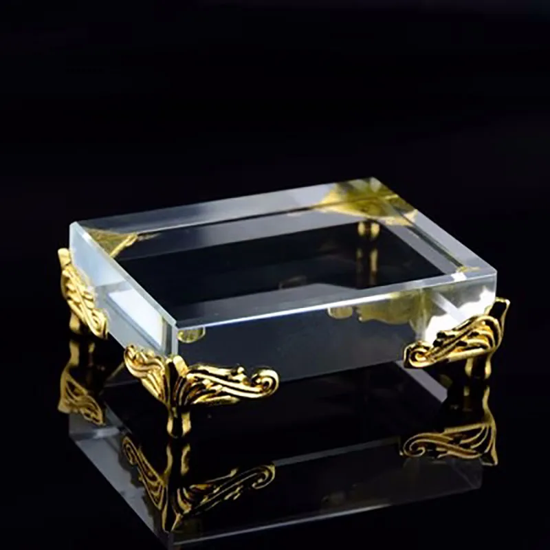 Rectangle Crystal Glass Cube Base Decorations, Craft Base, Feng Shui, Home Decoration Accessories, Modern Display Stand Holder
