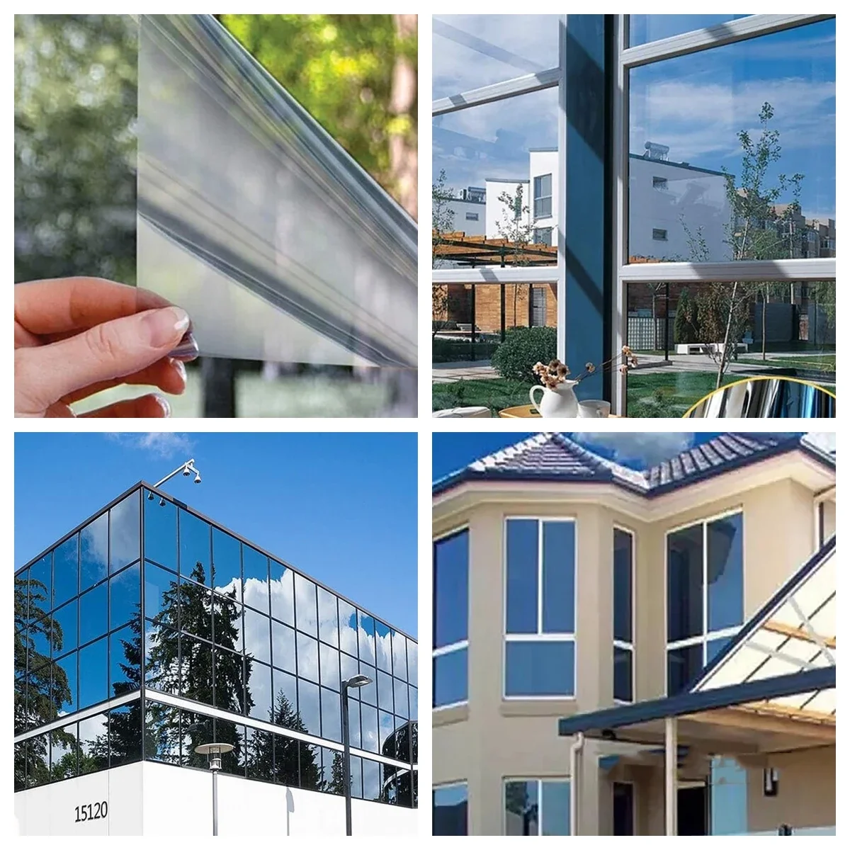 70/80/90 Cm Mirror Sunscreen Window Tint Sun Blocking Heat Blocking Silver Vinyl Roll Stickers Window Privacy Film Window Film