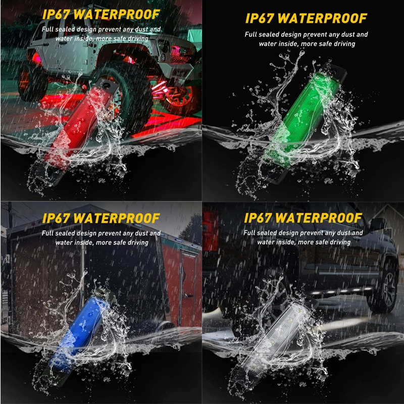 2/4/8/10 Pods LED Rock Lights Underbody Wheel Light for JEEP Offroad Truck Pick Up Trailer UTV ATV Green White Red Blue