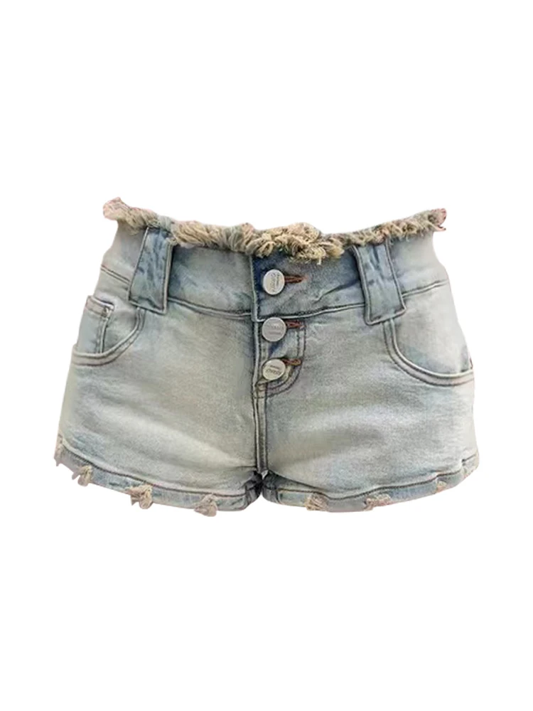 

Summer Women Japanese Denim Hot Pants Low Rise Jean Shorts 2000s Aesthetic Grunge Kpop Trashy Y2K Streetwear Gyaru Cyber Punk