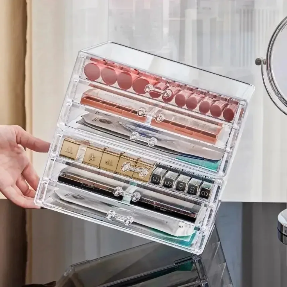 Description Picture 4 of itemMakeup Storage Box Acrylic Transparent Drawer Divided Style Organizer Large Capacity Desktop Compact Makeup Storage Box Tools