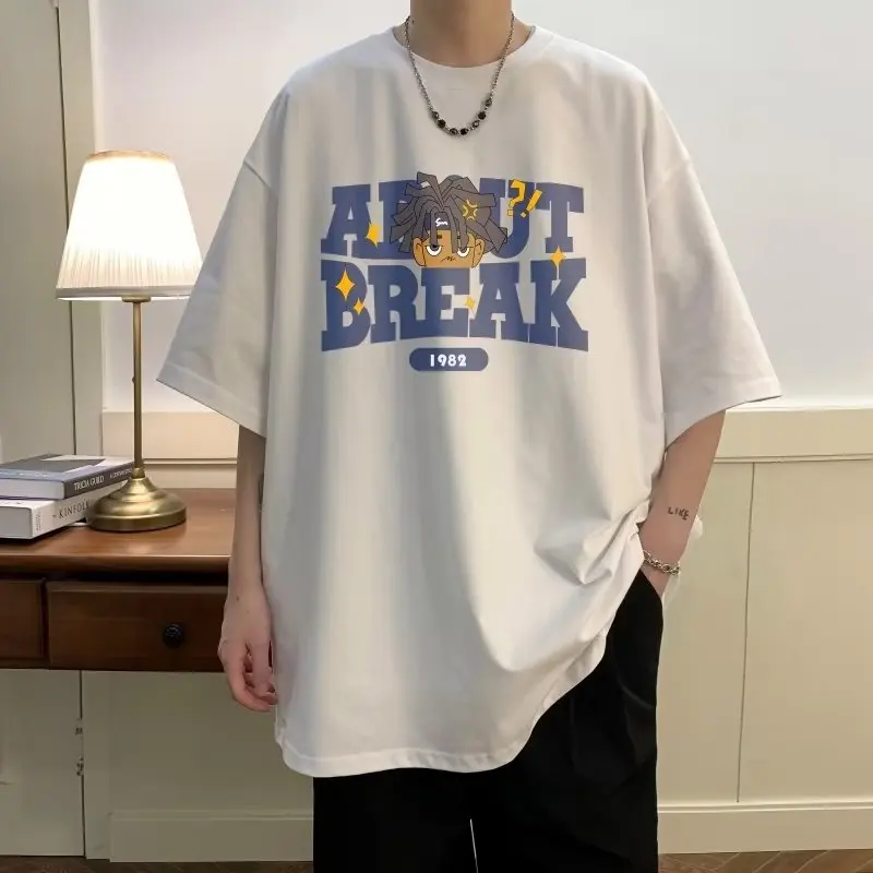 

Summer Oversized T-shirt Men's Clothing Harajuku Short Essentials Sleeved Anime Manga New Loose Streetwear Large Youth Fashion