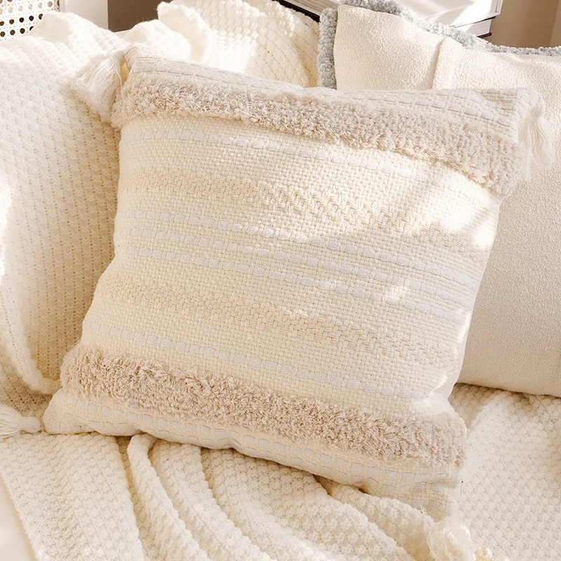 Bestickte Blumen-Kissenbezüge, bunte Blumen, Plüschfell, Baumwolle, dekorative Kissenhüllen für Sofa, Schlafzimmer, Heimdekoration – Detail 21