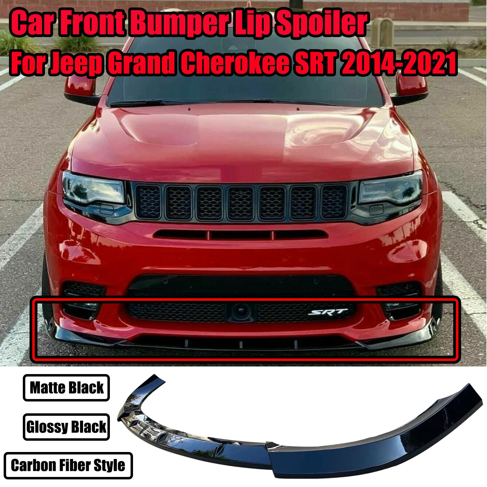 3pcs Car Front Bumper Lip For Jeep Grand Cherokee Srt 20142021 Spoiler
