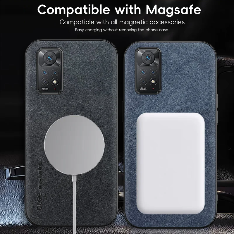 Magnetic Retro Leather Soft Case | Wireless Charging Phone Cover
