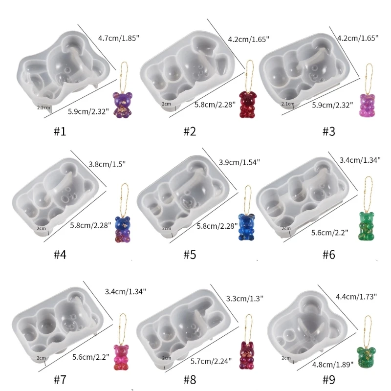 7pcs Moules Résine En Forme De Mignon Ours Moule Silicone Ours Patte