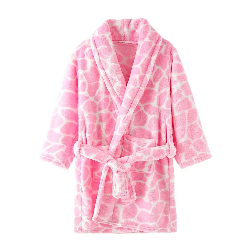 Baby Girls Clothes Winter Flannel Robes for Kids Teen Girls Bathrobe for 2-12 Y Children Pajamas Robes Pink Blue Navy Bath Towel