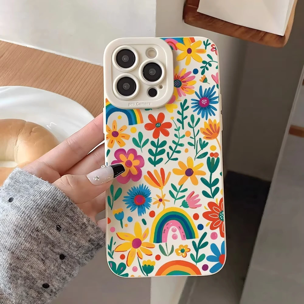 Vibrant Rainbow Floral Pattern Phone Case Cover
