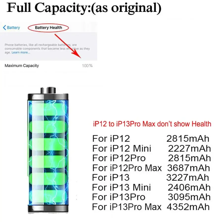 Battery iPhone 14 13 12 PRO MAX Mini 12Mini 12Pro 13Mini 13Pro 12ProMAX 13ProMAX 14Pro 14ProMax SE 14Plus