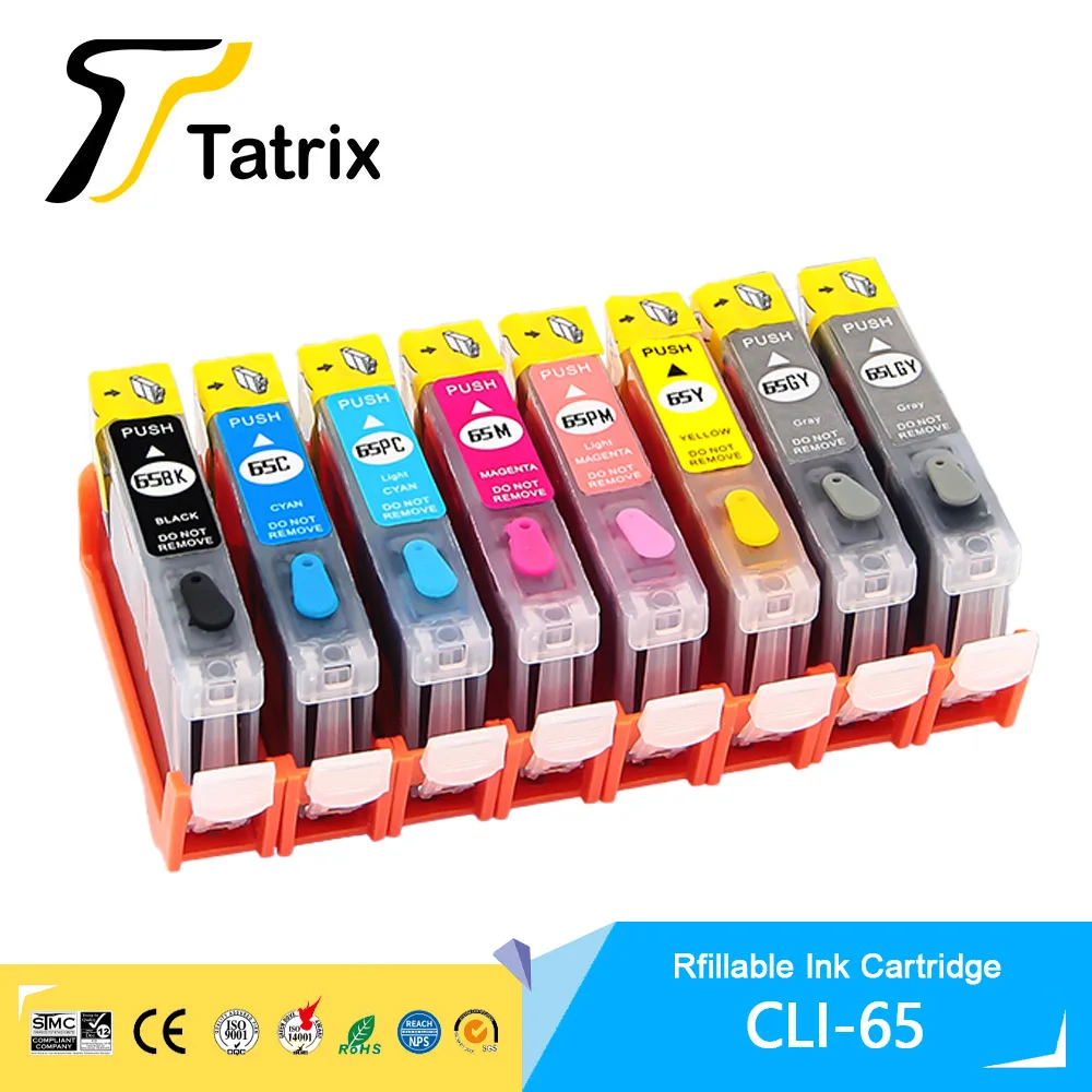 Cartucho de tinta recargable para impresora Canon, cartucho de tinta  recargable CLI-65 CLI65 para impresora Canon PIXMA Pro-200 pro200, chip  desechable, nuevo - AliExpress