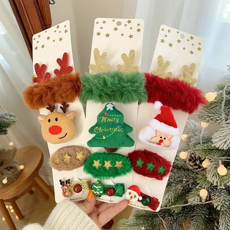 Creative Christmas Gift Set Antler Hairpin Brooch Hair Accessories Christmas Party Headwear Holiday Rubber Hair Accessories Gift