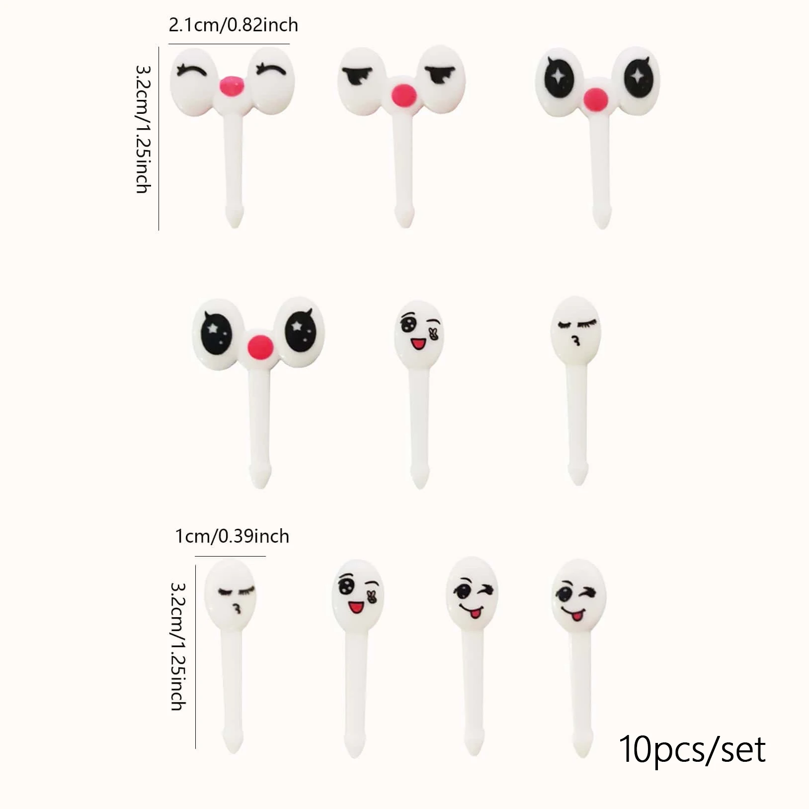 Description Picture 5 of item10pcs/set Mini Eye Cartoon Expression Fruit Fork Plastic Fruit Toothpick For Children Harmless