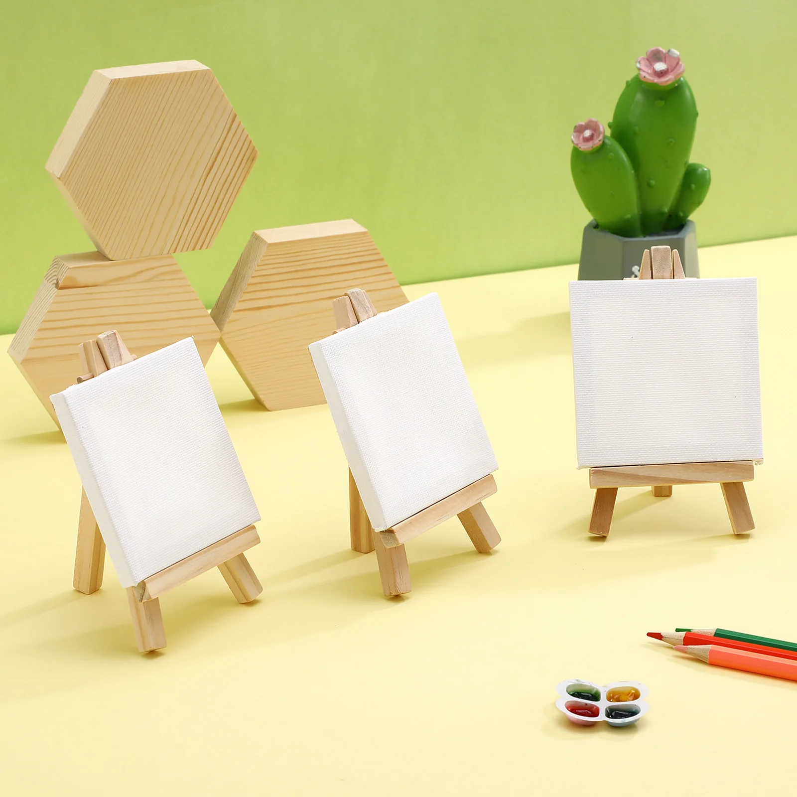 12 Sets Mini Painting Canvas with Easels Blank Canvas Boards with