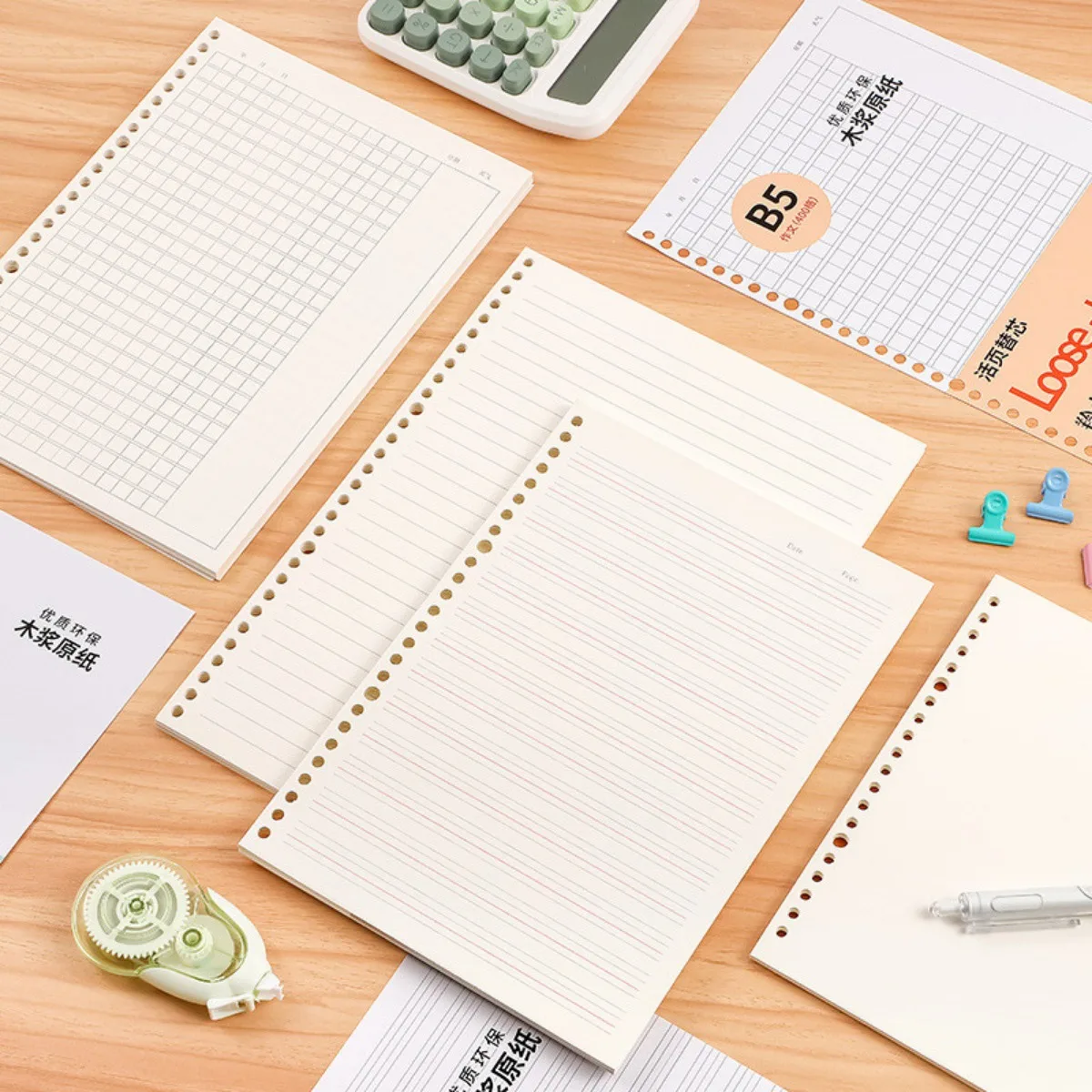 Ricariche per quaderno ad anelli A5/B5/A4, 60 fogli di carta per ufficio e scuola - immagine 3
