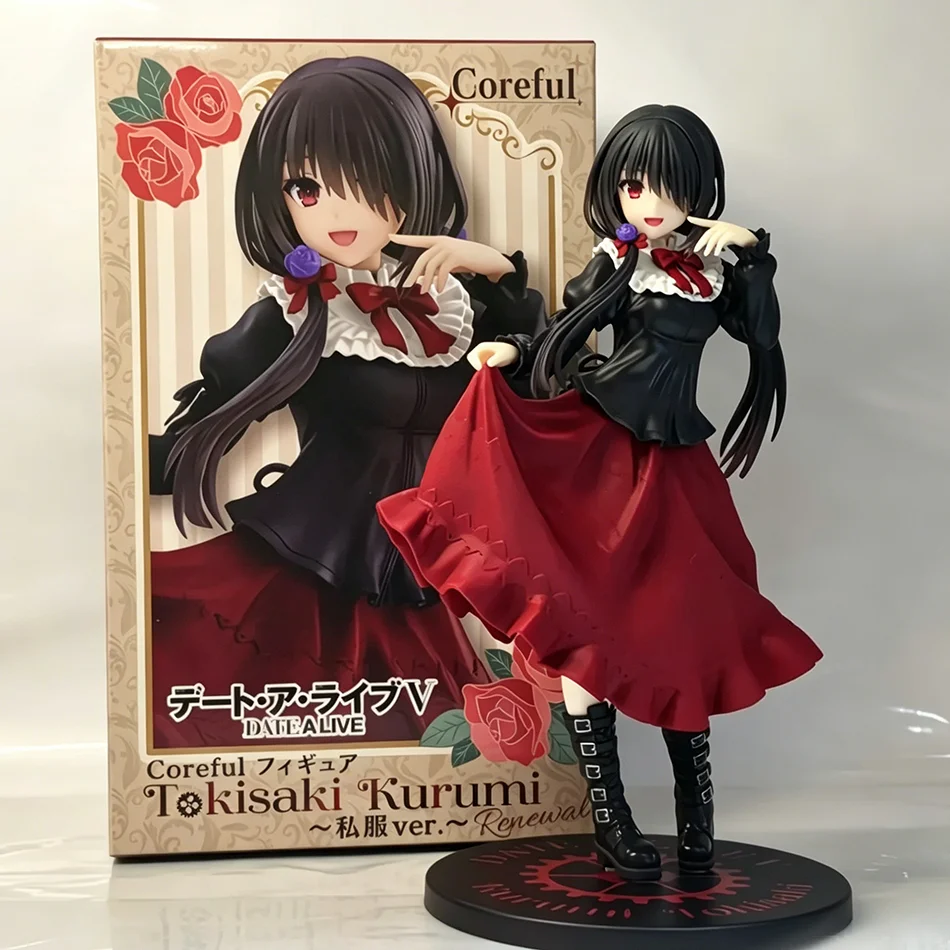 18CM DATE A LIVE Tokisaki Kurumi Anime-Figur Niedliches Mädchen-Modell Spielzeug Schwarzes Rotes Kleid Stehende Figur Auto-Innendekoration