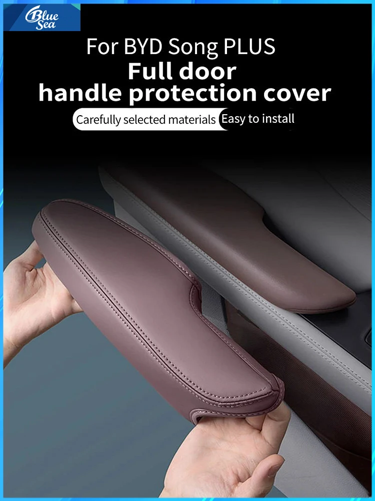 For Byd Song Plus Seal u Dmi Ev 2020-2025 Car Door Handle Protector Covers Leather Anti-slip Interior Decoration Accessories