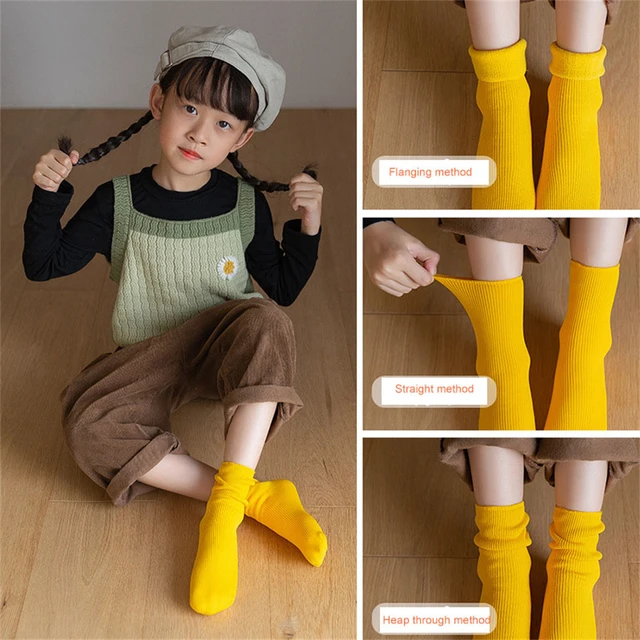 Chaussettes thermiques épaisses en velours pour enfants, tube