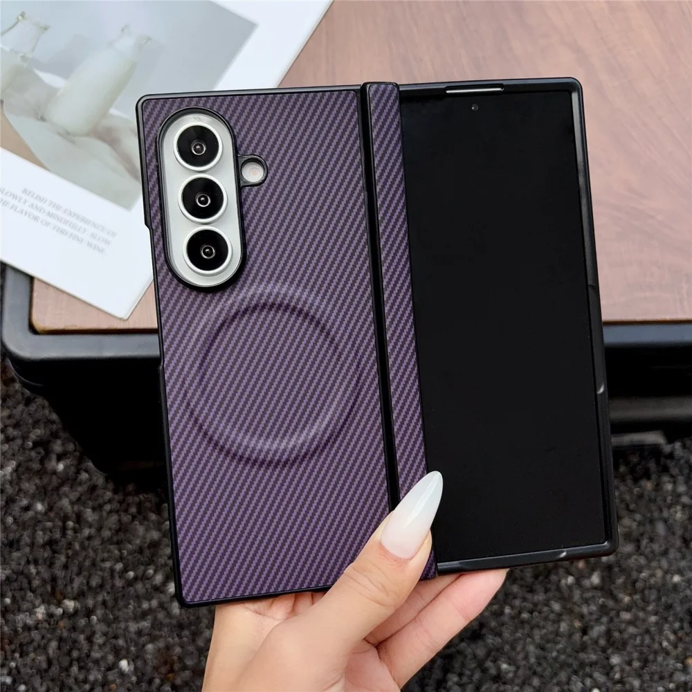 Luxury Carbon Fiber Magnetic Hinge Back Case
