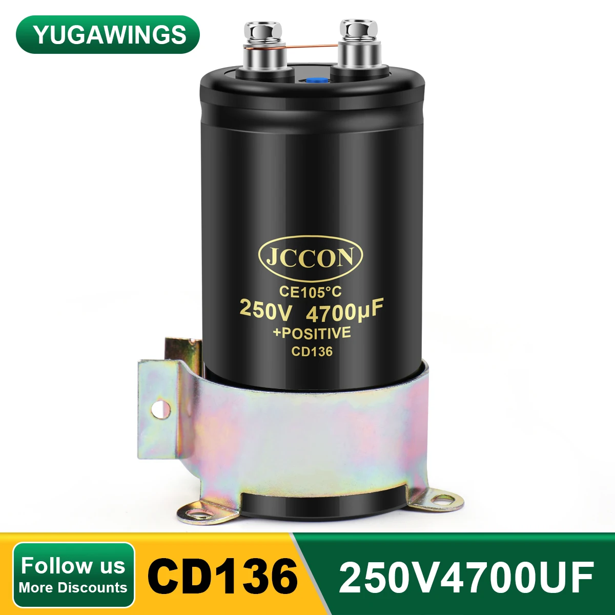 

250V4700UF 63.5x105 MFD Aluminum Screw Audio Filtering Electrolytic Capacitor 105℃ JCCON CD136 Bolt Capacitors 4700UF