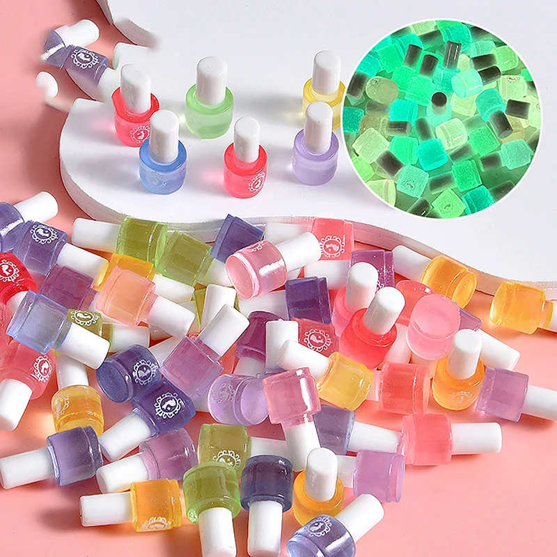 Luminous Thermal Resin nail polish bottle charms Polish Varnish Soak Off UV Gel All for manicure DIY 5Pcs resin toy accessories