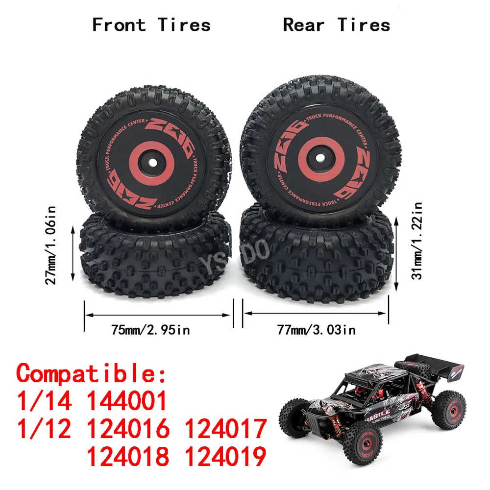 Upgrade Original Wltoys XK 144001 144010 124018 124019 124017 124016 Vorder- und Hinterreifen 12 HEX für 1/12 1/14 1/16 RC Offroad-Auto – Detail 23