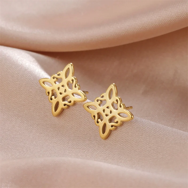 Edelstahl-Hexenknoten-Ohrstecker für Damen und Mädchen, modisch, minimalistisch, keltischer Knoten, Hexerei, Amulett, Ohrringe, Schmuck, Geschenke – Detail 24