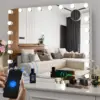 Hollywood Make-Up Mirror with Lighting 20 LED,Bluetooth Player, 80x60cm Large Cosmetic Mirror with 3 Dimmer Light ,USB,Touch 1