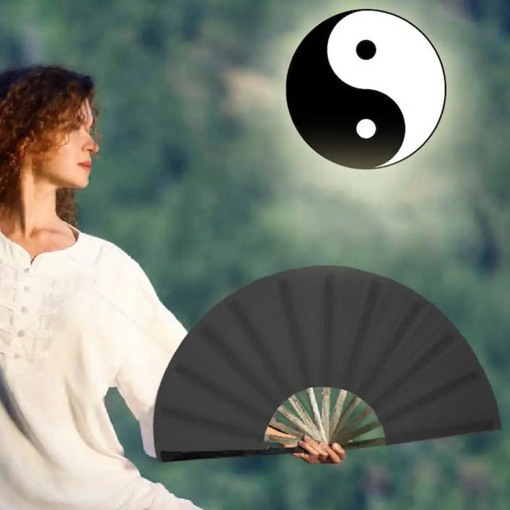 Kung Fu Fan Kung Fu Tai Chi Fan Plastic Solid Color Martial Arts Dance Folding Classical Performance Dance