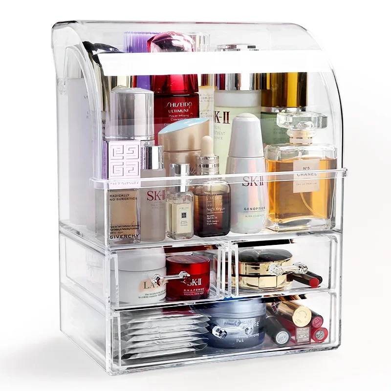 Makeup Storage Box, Transparent Organizer, Large Capacity Case, Moisture-Proof Waterproof Cosmetic Storage for Vanity 6