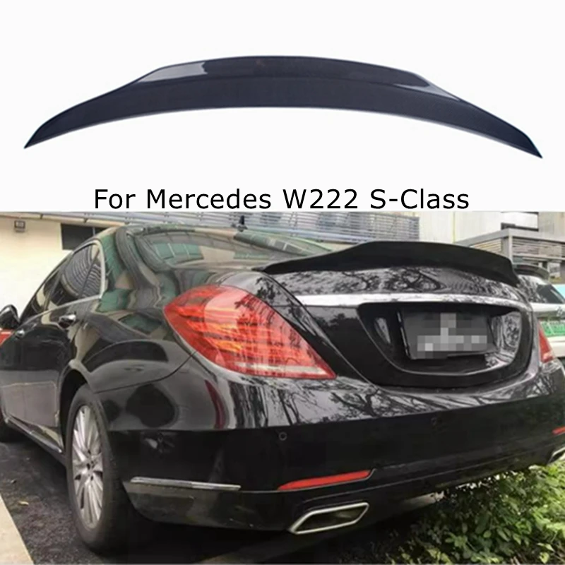 

For Mercedes W222 S-Class S63 S300 S350 S400 S500 S550 4 Door Sedan 2014 - UP PSM Style Carbon Fiber Rear Trunk Spoiler Wing