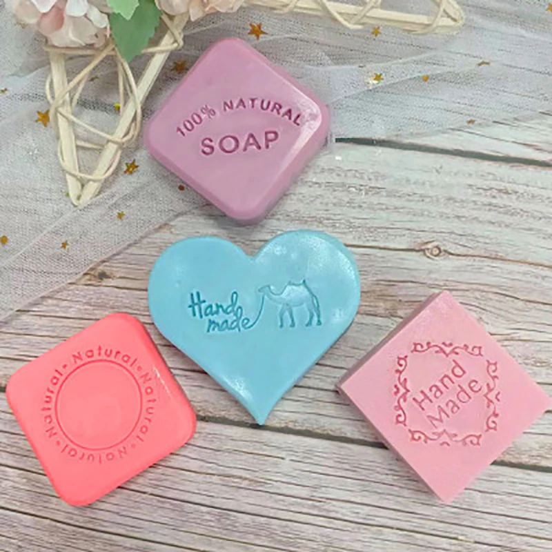 Camel English Floral Pattern Acrylic Handmade Soap Seal Stamps