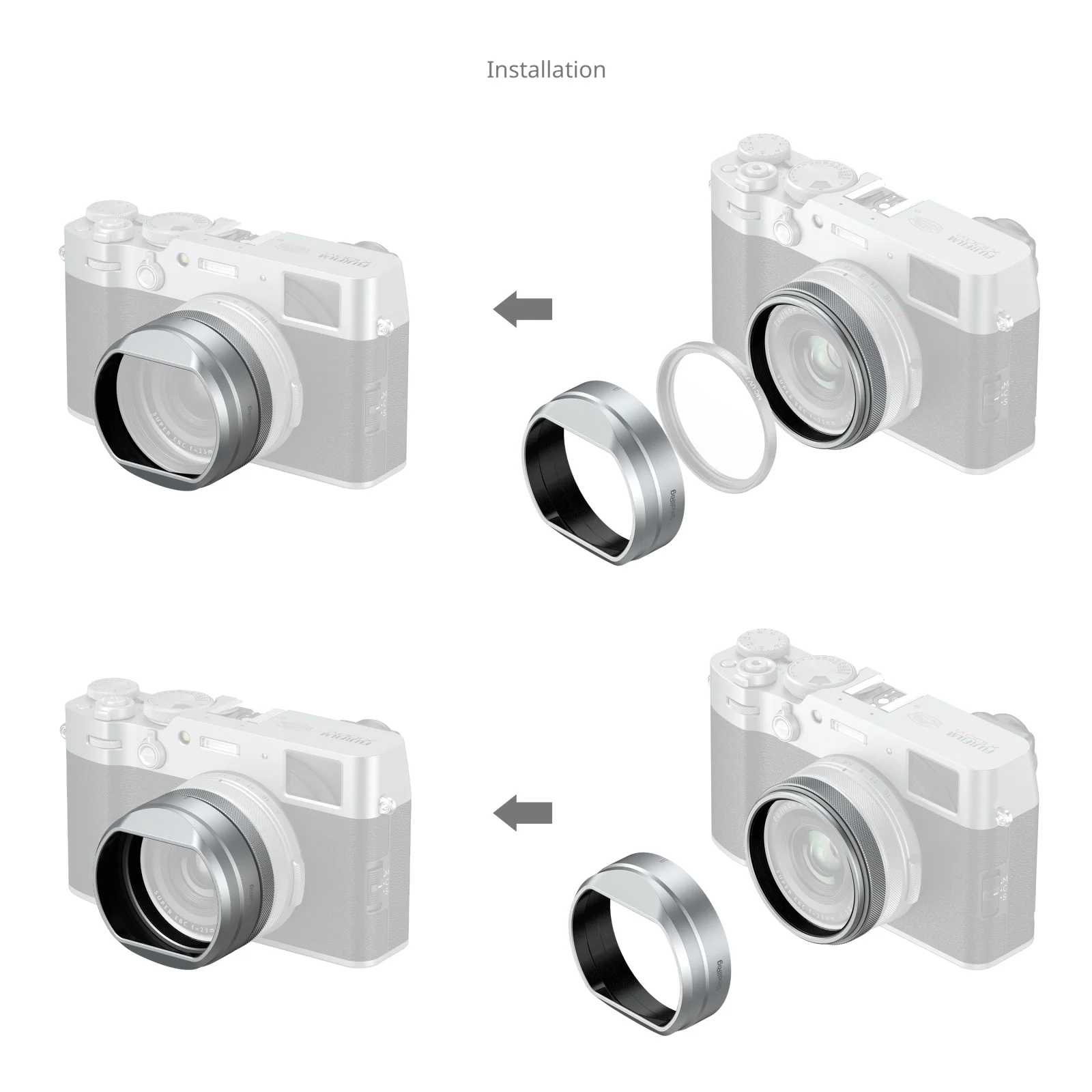 SmallRig X100VI / X100V Blendenblende für FUJIFILM X100VI / X100V Verhindert Blendung mit Adapterring Aufbewahrungstasche Schwarz/Silber 5848 – Detail 15