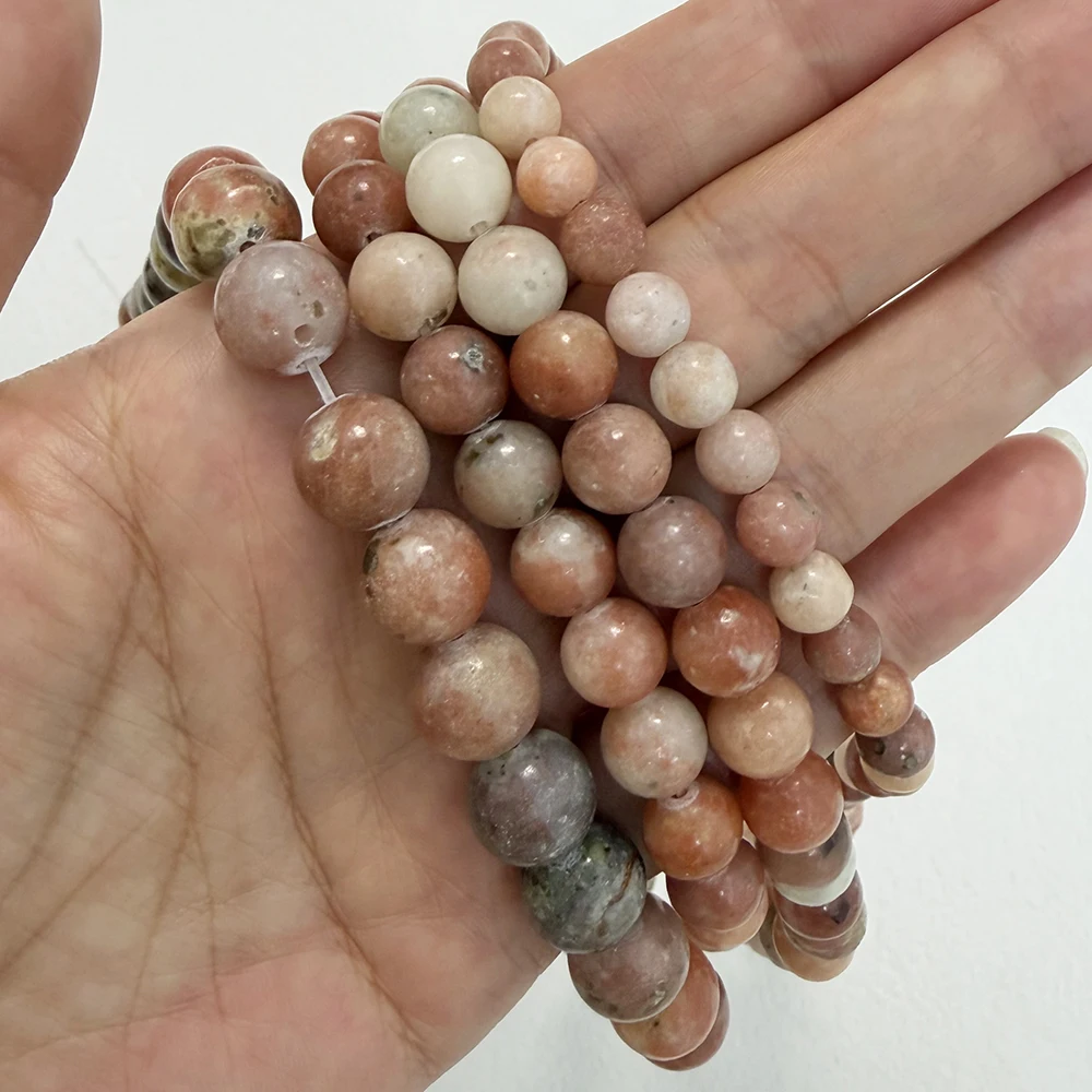 Naturstein China Material Rosa Opal Runde lose Perlen 6 8 10 MM Auswahlgröße für die Schmuckherstellung