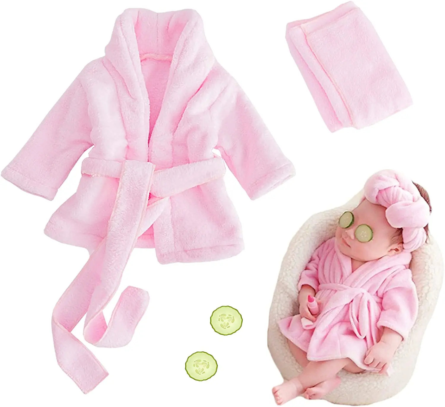 

Newborn Photography Prop Bathrobe Towel Sets Baby Robe for Spa Makeup Photo Shoot Costume Outfit Props for Infant Boys Girls