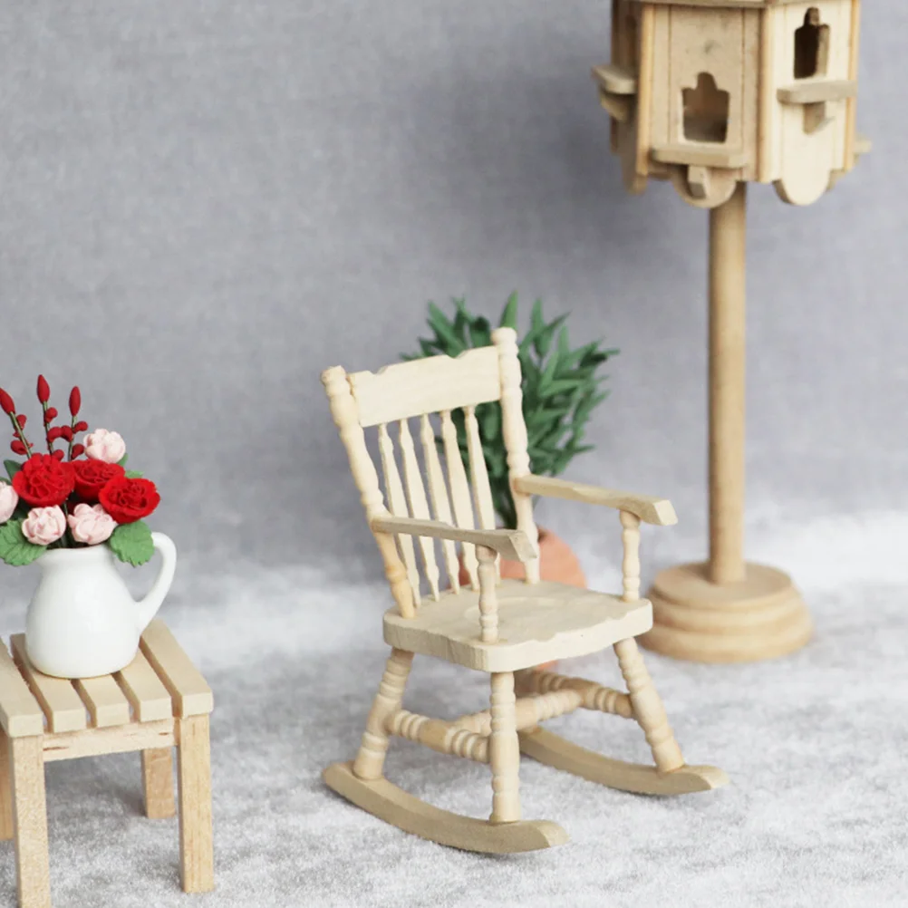 

Миниатюрное деревянное кресло-качалка, аксессуары для мебели