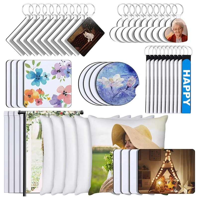 

DIY Blank Keychain Heat Transfer Pillow Covers Mouse Pad Coasters Garden Flags