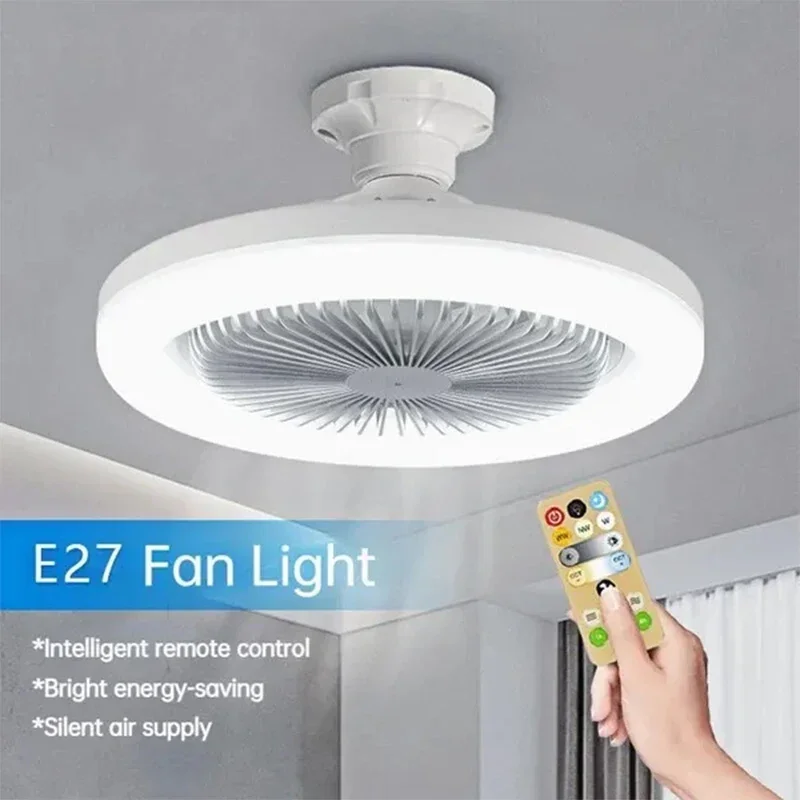 

30W Ceiling Fan With Lighting Lamp E27 Converter Base With Remote Control LED Lamp Fan For Bedroom Living Home Silent AC85-265V