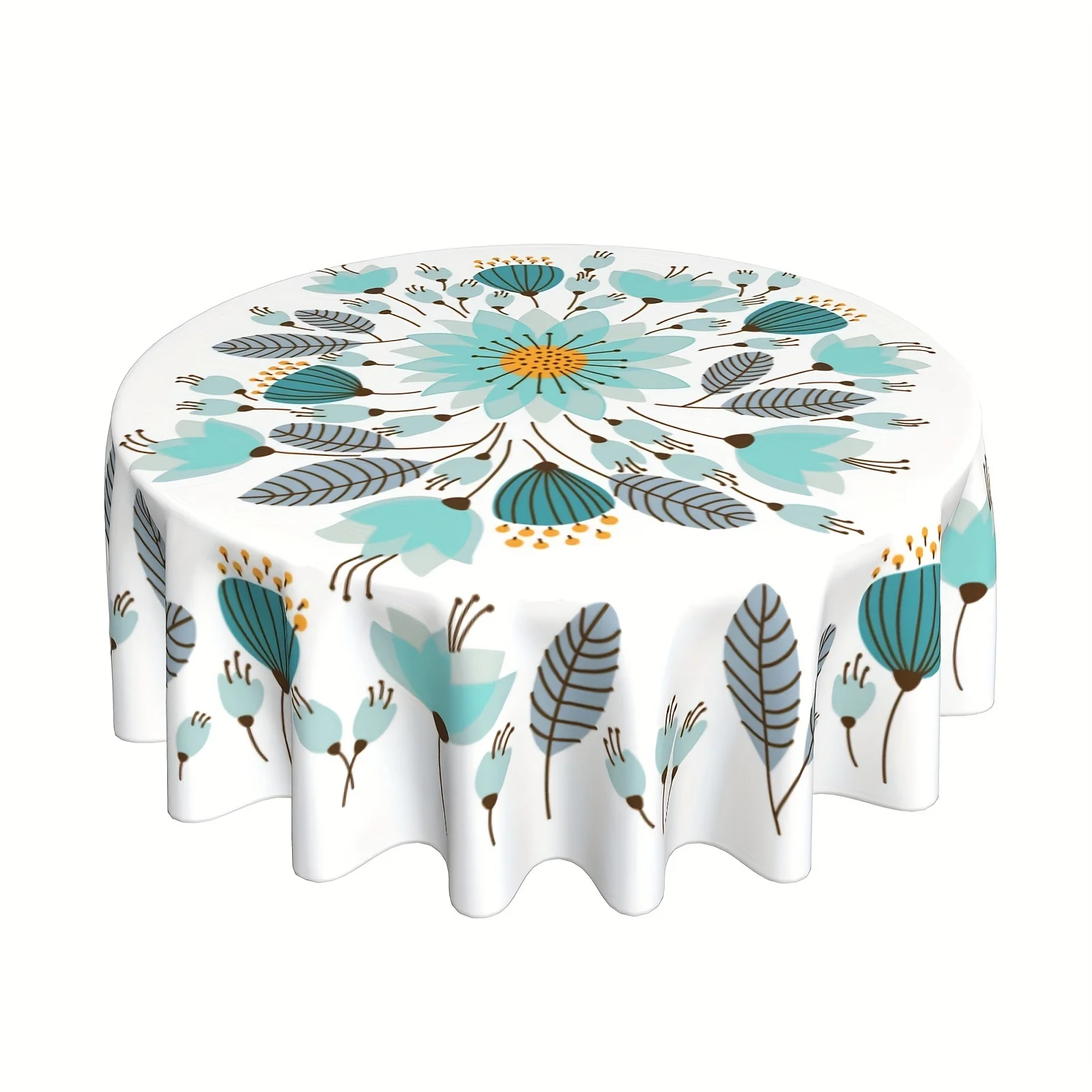 1pc Floral Round Tablecloth 152.4 Cm Farmhouse Rustic Tablecloth Spring Summer Tablecloth Boho Flowers Outdoor And Indoor Party 2