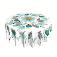 1pc Floral Round Tablecloth 152.4 Cm Farmhouse Rustic Tablecloth Spring Summer Tablecloth Boho Flowers Outdoor And Indoor Party 2