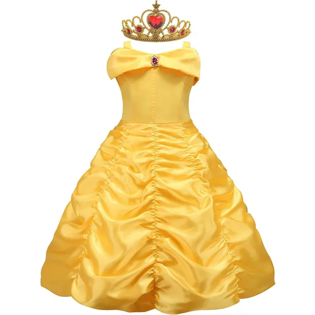 Girl Belle Princess Dress Kids Beauty and The Beast Costume Girl Baby Christmas Princess Birthday Party Fancy Dress 2-10 Years Belle dress D set 1