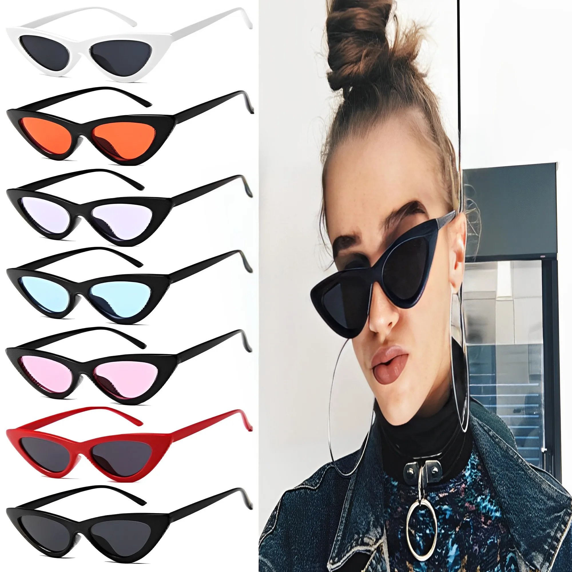

Vintage Cat Eye Sunglasses Small Rectangle Sun Glasses Brand Designer Eyeglasses For Women Shades Female Eyewear UV400 Glasses
