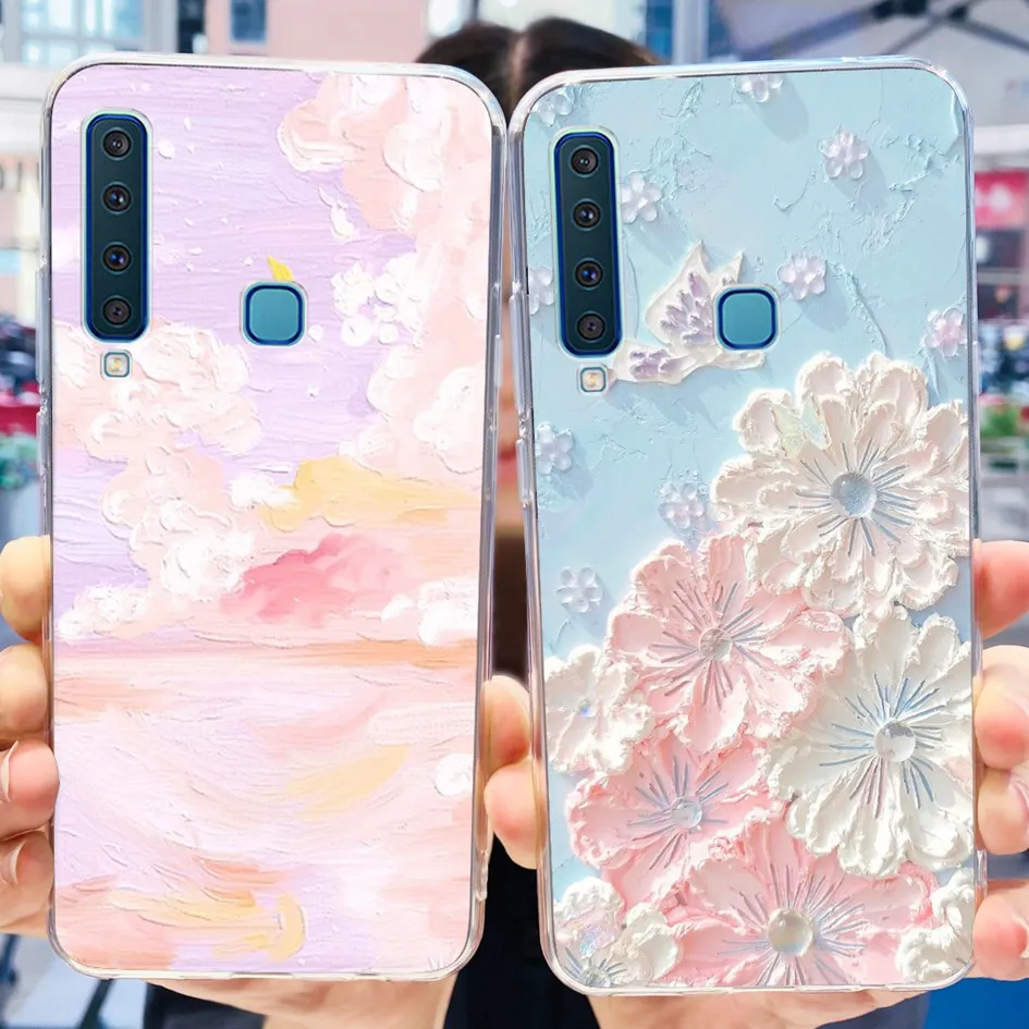Floral Clear Soft TPU Silicone Phone Case - Elegant Protective Cover for Samsung Galaxy A9 2018