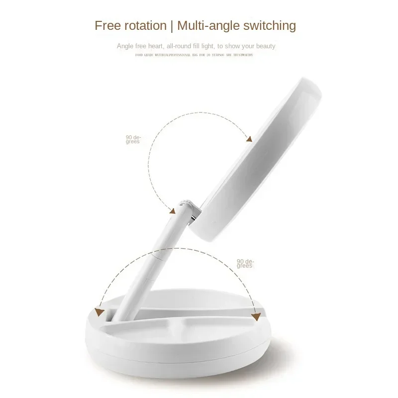 Table LED Mirror With 10x Magnification Led Foldable Light For Makeup Ready For Delivery, Light Mirror Makeup Compact