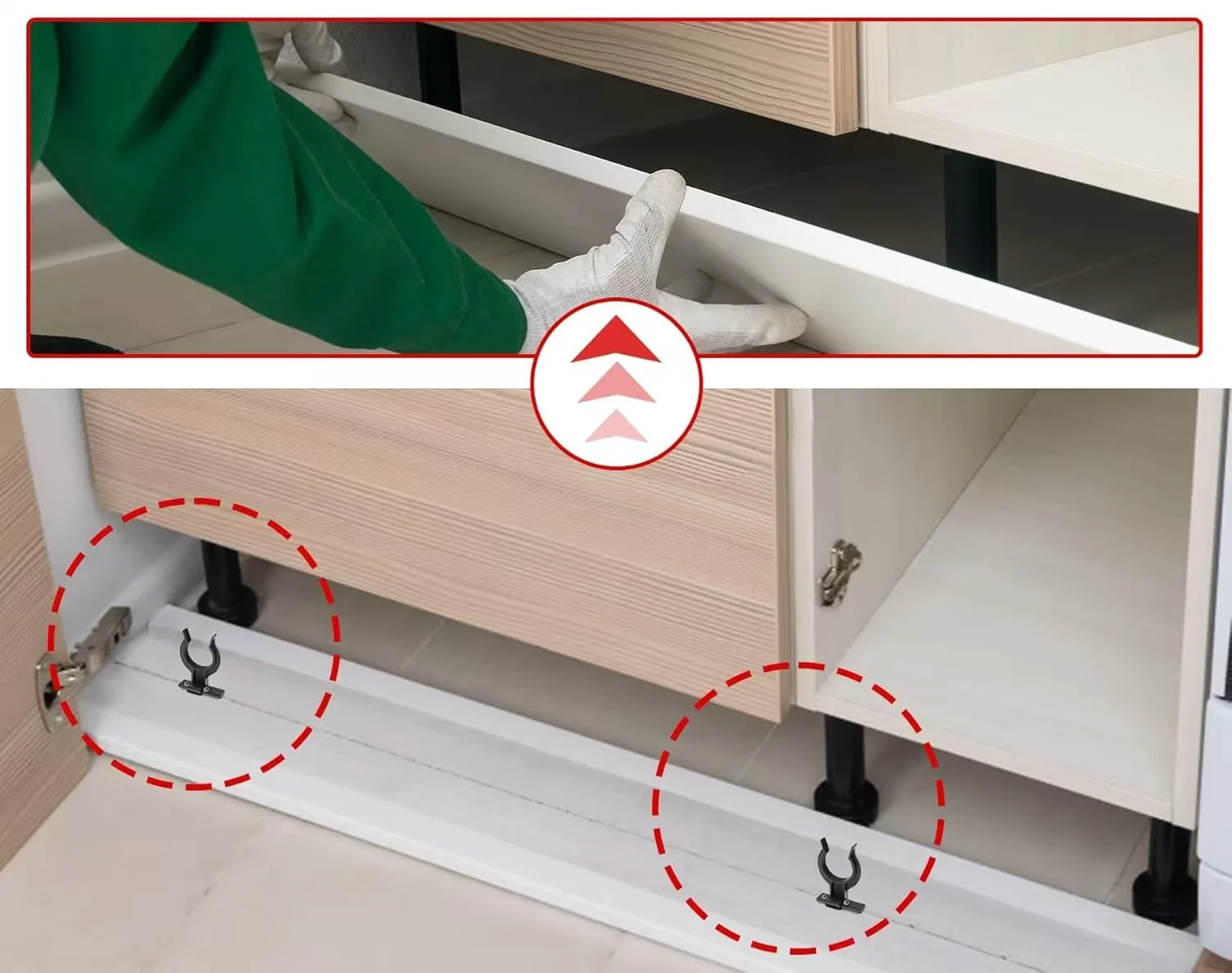 Premium Skirting Clips Set - 20-Pack with 60 Screws for Kitchen Skirting Panels