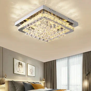 40CM Square LED Crystal Chandelier Pendant Ceiling Light, Dimmable