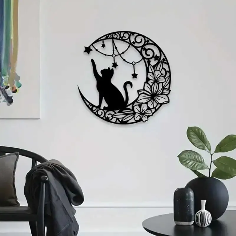 Moon Black Cat Metal Wall Art 4 | Moon Black Cat Metal Wall Art 3