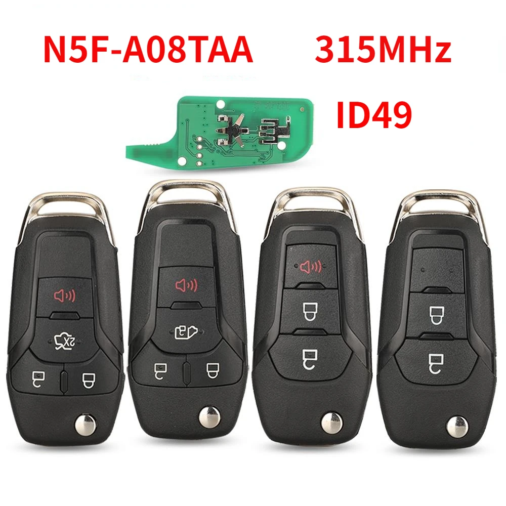 2/3/4 Button N5F-A08TAA ID49 Chip 315Mhz Car Remote Control Key for Ford Escort Fusion Transit F150/F250 2013-2016 Auto Flip Fob