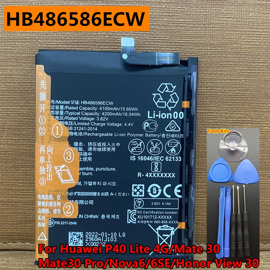 

Original HB486586ECW Battery for Huawei P40 Lite 4G Mate 30 Mate30 Pro Nova 6 SE Honor View 30 JNY-L01A JNY-L02A JNY-LX1 JNY-LX2