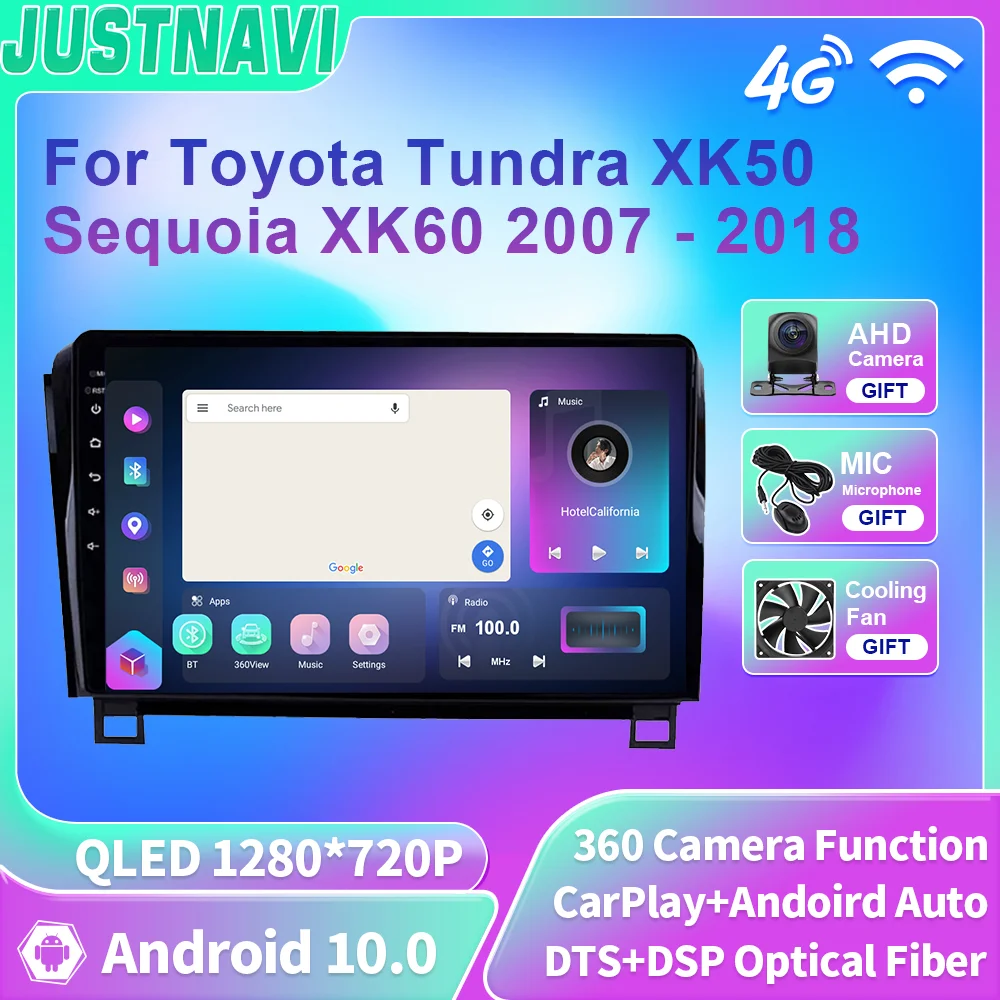 

JUSTNAVI Android 10.0 Car Radio Player For Toyota Tundra XK50 2007-2013 Sequoia XK60 2008-2017 Multimedia Stereo GPS DSP Carplay