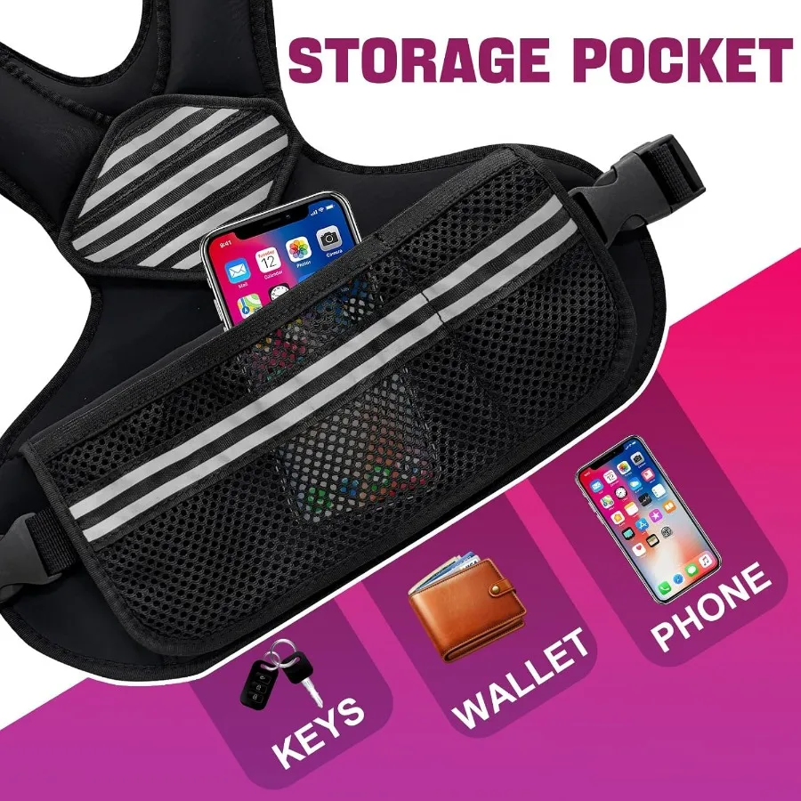 Adjustable Weighted Vest for Women, Weighted Vests with Reflective Strip and Large Pocket for Strength Training for Men & Women